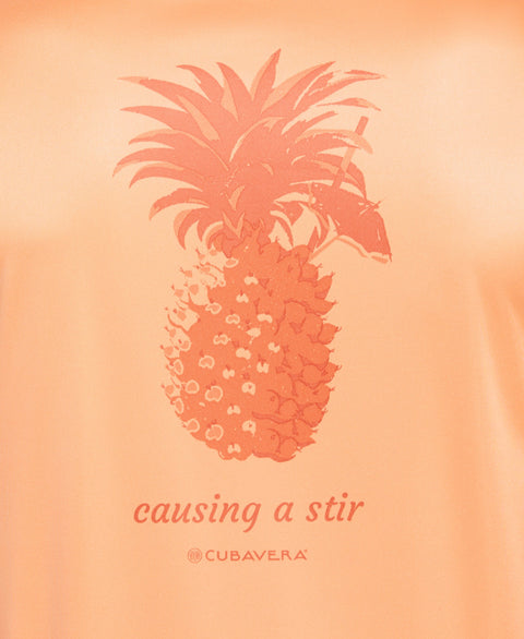 Sun Protection Pineapple Print Stretch Shirt (Cadmium Orange) 