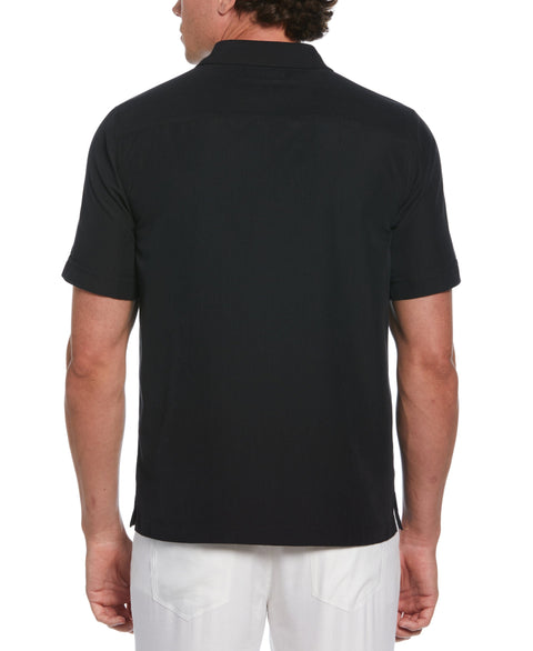 Textured One-Tuck Panel Shirt (Jet Black) 
