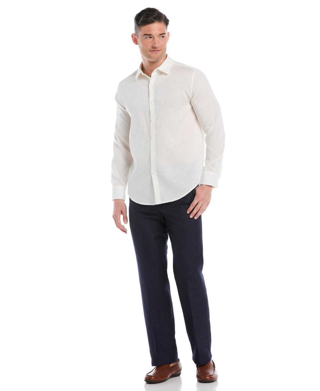 Linen Blend Travel Shirt (Egret)