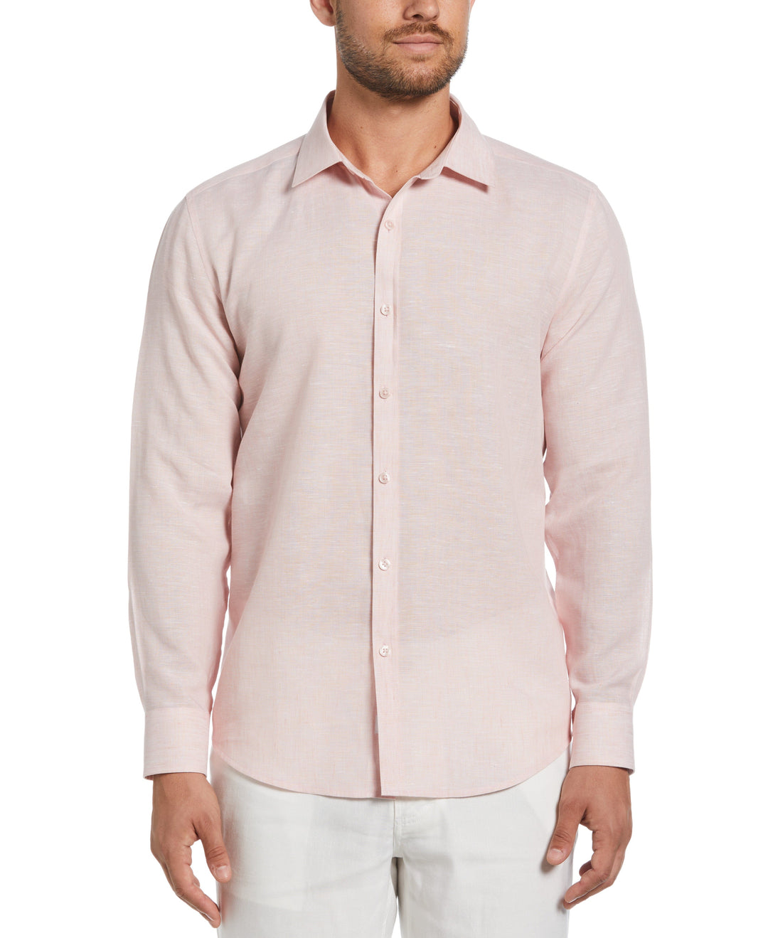 Travelselect™ Linen-Blend Long Sleeve Shirt (Silver Pink)