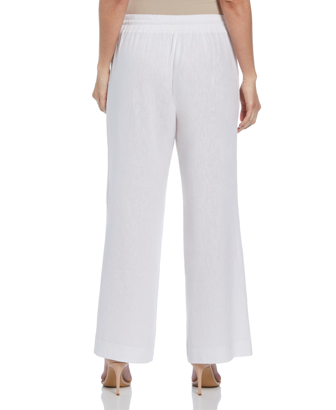 Linen Blend Wide Leg Drawstring Pant (Brilliant White)