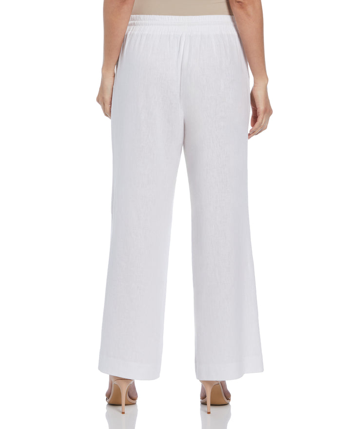 Linen Blend Wide Leg Drawstring Pant (Brilliant White)