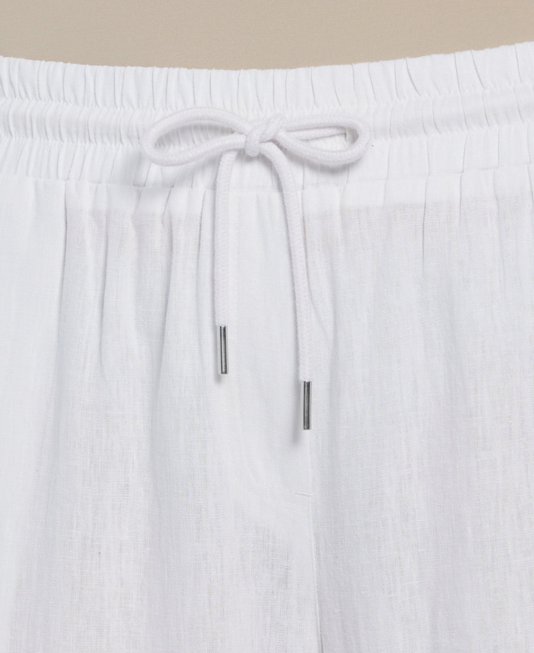 Linen Blend Wide Leg Drawstring Pant (Brilliant White)