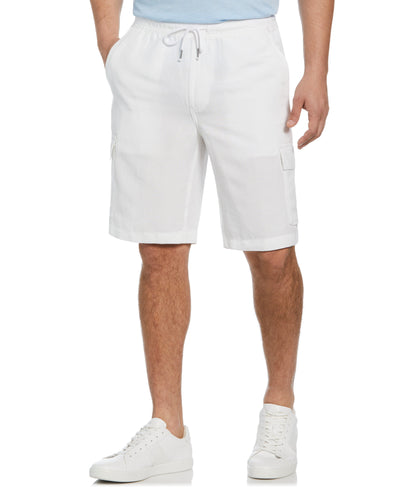 Big & Tall Linen Blend Pull-On Cargo Short-Shorts-Brilliant White-2XLT-Cubavera