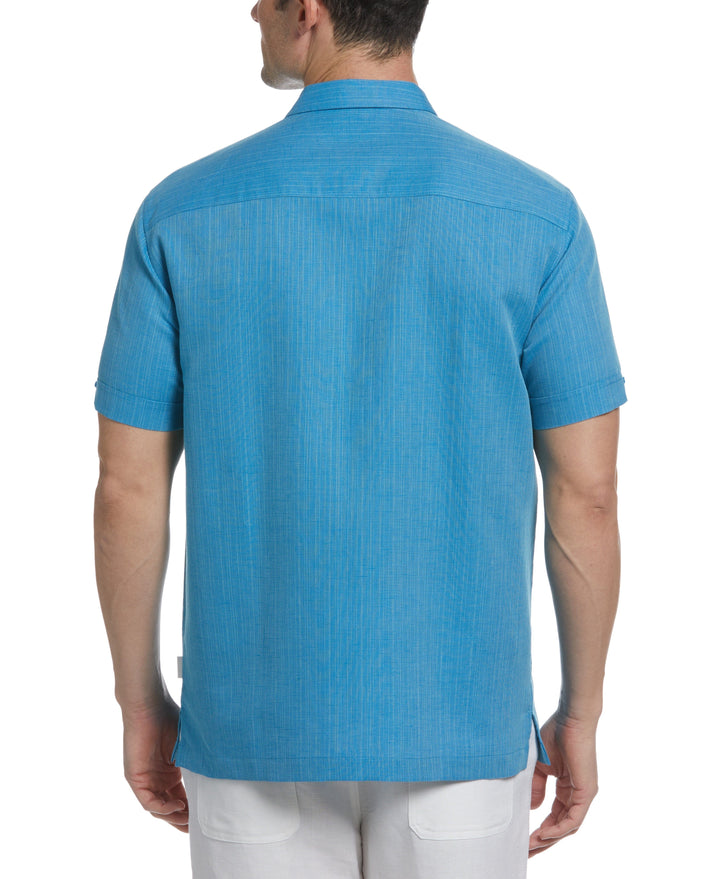 Big & Tall Linen Blend Yarn Dye Panel Shirt-Casual Shirts-Cubavera