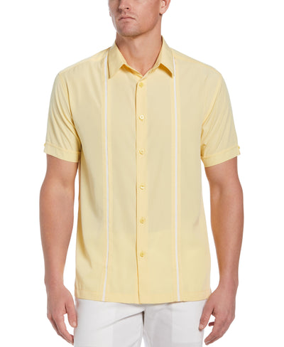 Short Sleeve Insert Panels With Pickstitch Shirt-Casual Shirts-Pale Banana-4X-Cubavera