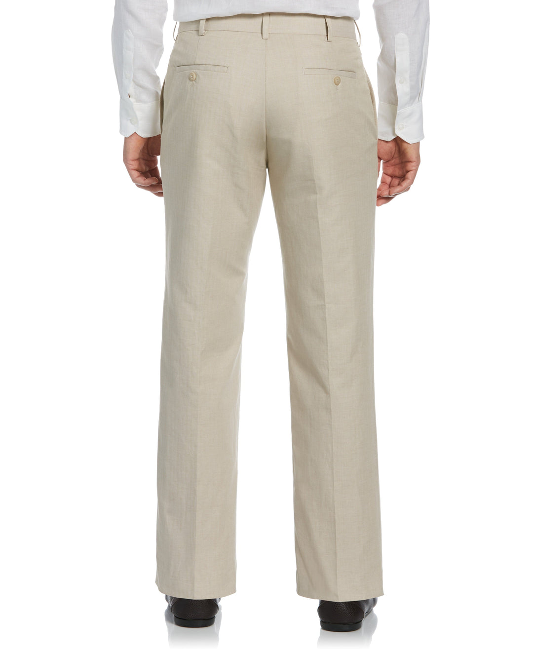 Cotton Linen Herringbone Flat Front Pant (Natural Linen)