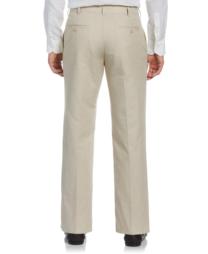 Cotton Linen Herringbone Flat Front Pant (Natural Linen)