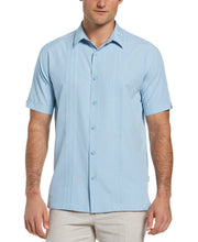 Geo Embroidered Panel Chambray Shirt (Cerulean) 