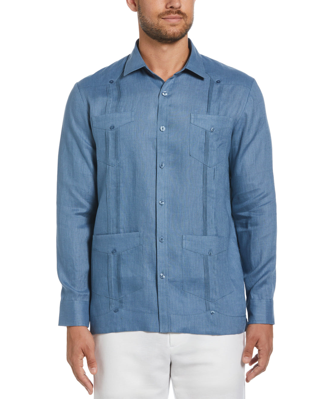 Linen Guayabera Shirt (Captains Blue) 
