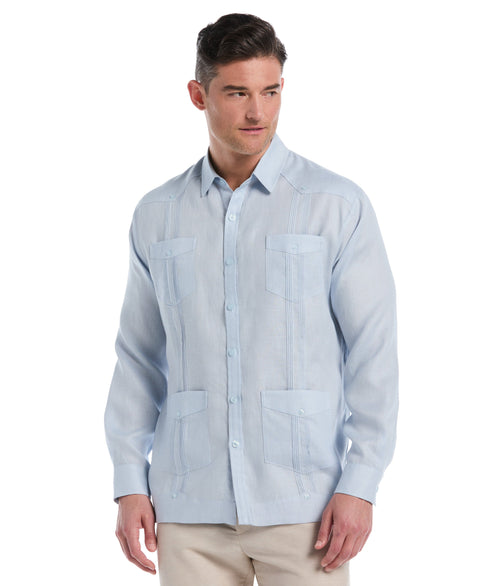 100% Linen Classic Guayabera Shirt - Long Sleeve-Guayaberas-Cashmere Blue-S-Cubavera