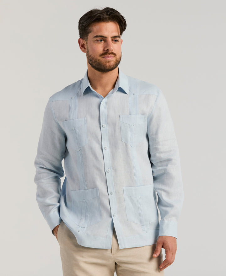 Linen Guayabera Shirt (Cashmere Blue) 
