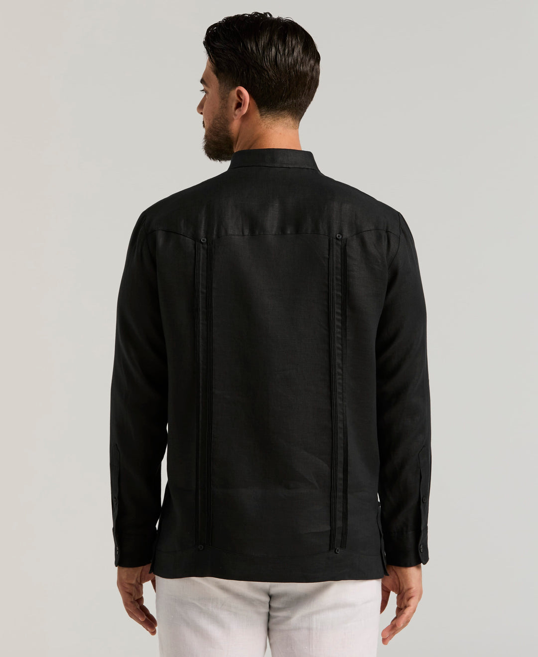 Linen Guayabera Shirt (Jet Black) 