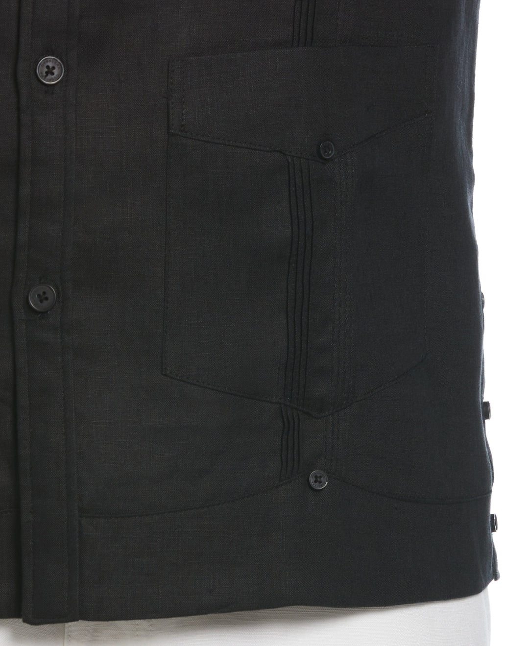 Big & Tall Linen Guayabera Shirt (Jet Black) 