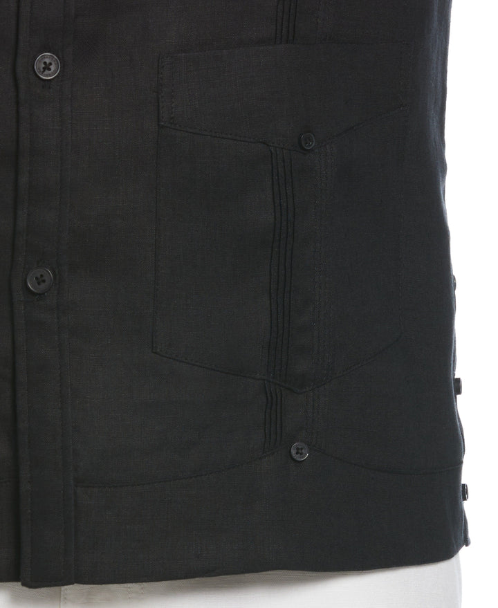 Big & Tall Linen Guayabera Shirt (Jet Black) 