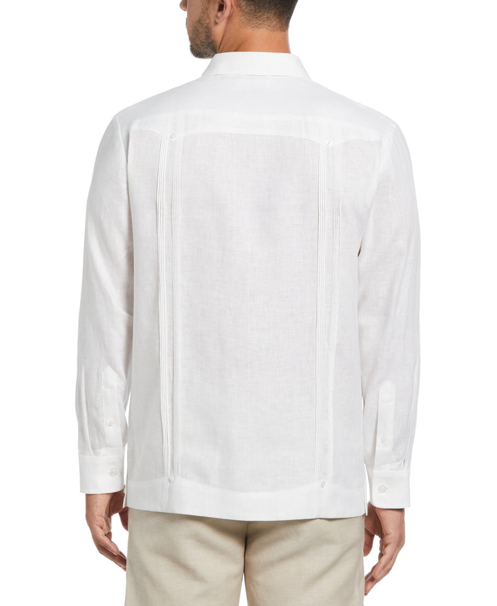 Big & Tall Linen Guayabera Shirt (Bright White) 