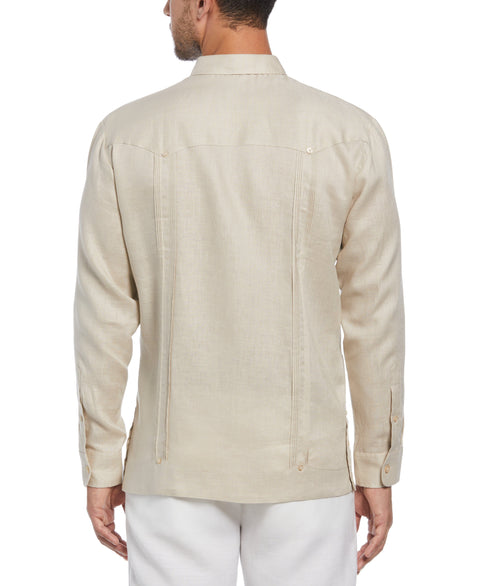 100% Linen Long Sleeve 4 Pocket Guayabera (Natural Linen) 