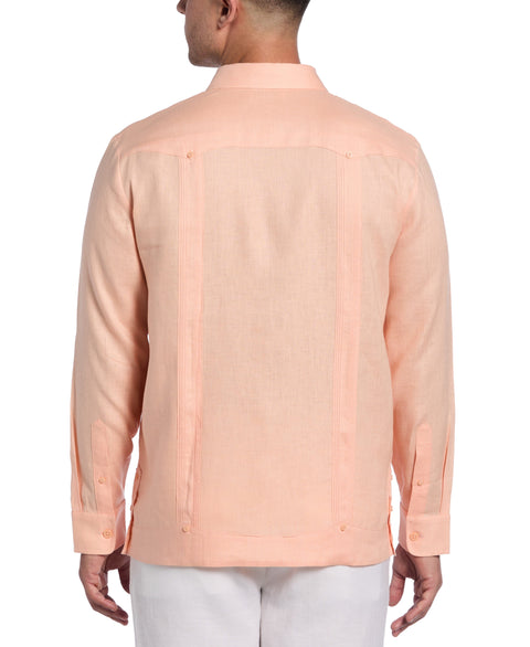 100% Linen Classic Guayabera Shirt - Long Sleeve (Peach Parfait) 