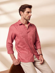 100% Linen Classic Guayabera Shirt - Long Sleeve-Guayaberas-Cubavera