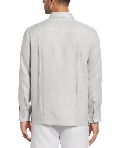 100% Linen Classic Guayabera Shirt - Long Sleeve (Micro Chip) 