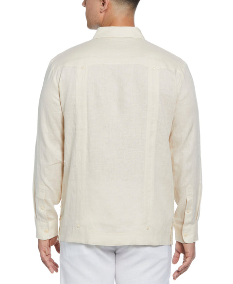 100% Linen Classic Guayabera Shirt - Long Sleeve (Whitecap Gray) 
