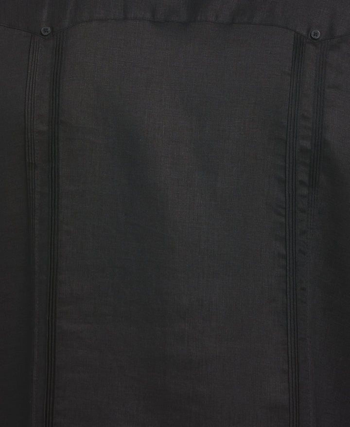 Big & Tall Linen Guayabera Shirt (Jet Black) 
