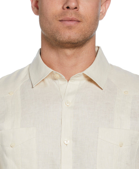100% Linen Classic Guayabera Shirt - Long Sleeve (Whitecap Gray) 