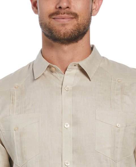 100% Linen Long Sleeve 4 Pocket Guayabera (Natural Linen) 