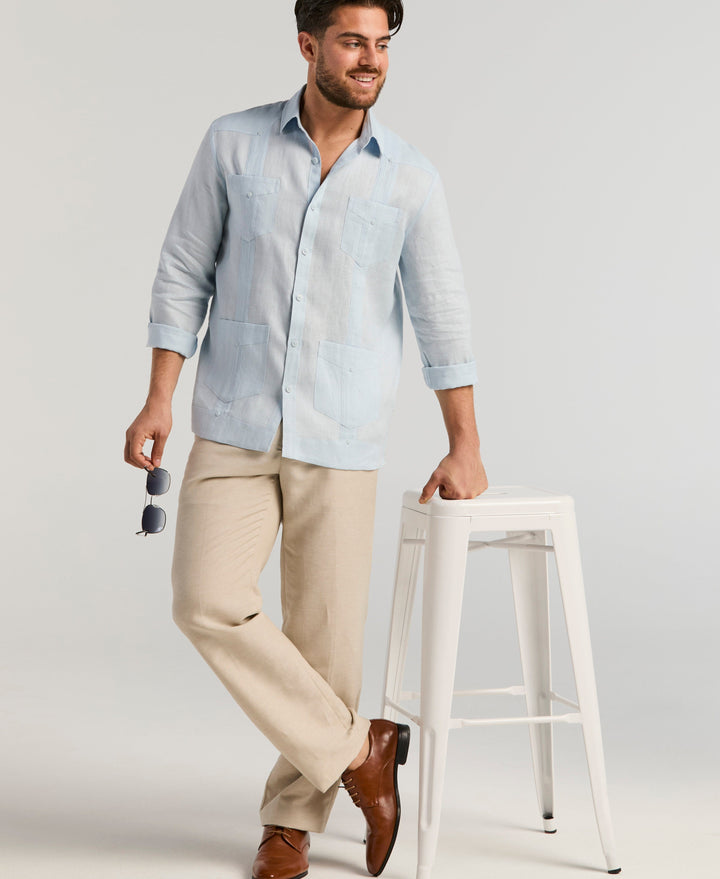 Linen Guayabera Shirt (Cashmere Blue) 