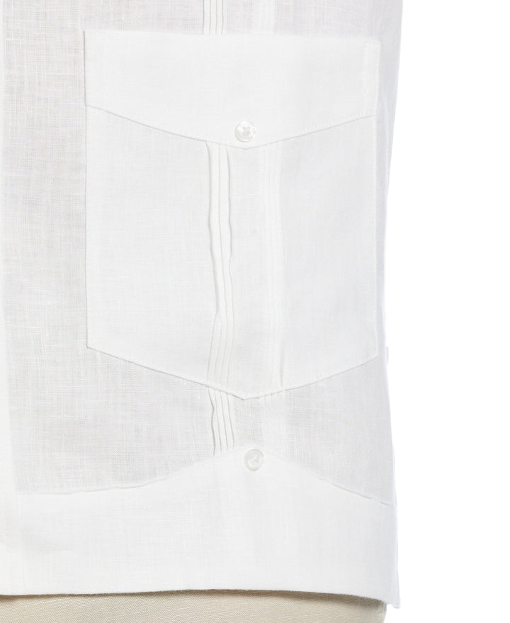 Big & Tall Linen Guayabera Shirt (Bright White) 