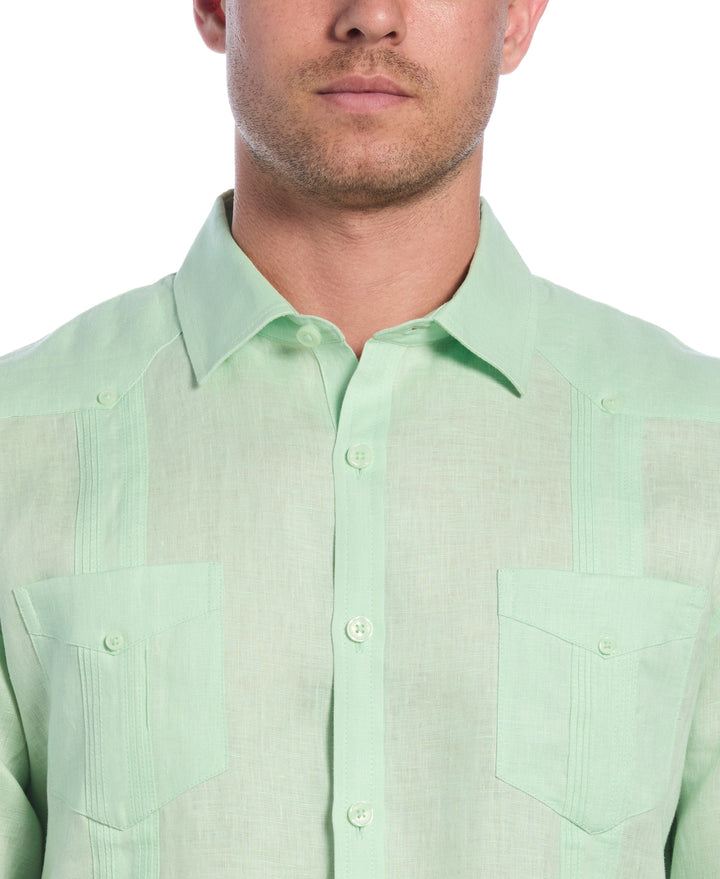 Linen Guayabera Shirt (Pastel Green) 