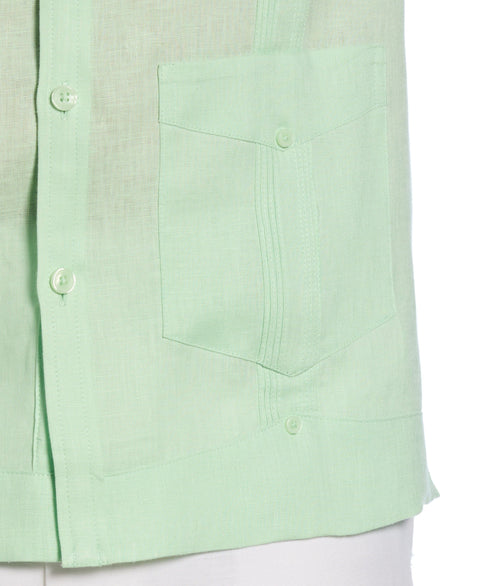 100% Linen Classic Guayabera Shirt - Long Sleeve (Pastel Green) 