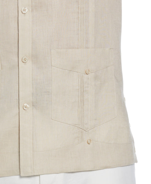 100% Linen Long Sleeve 4 Pocket Guayabera (Natural Linen) 