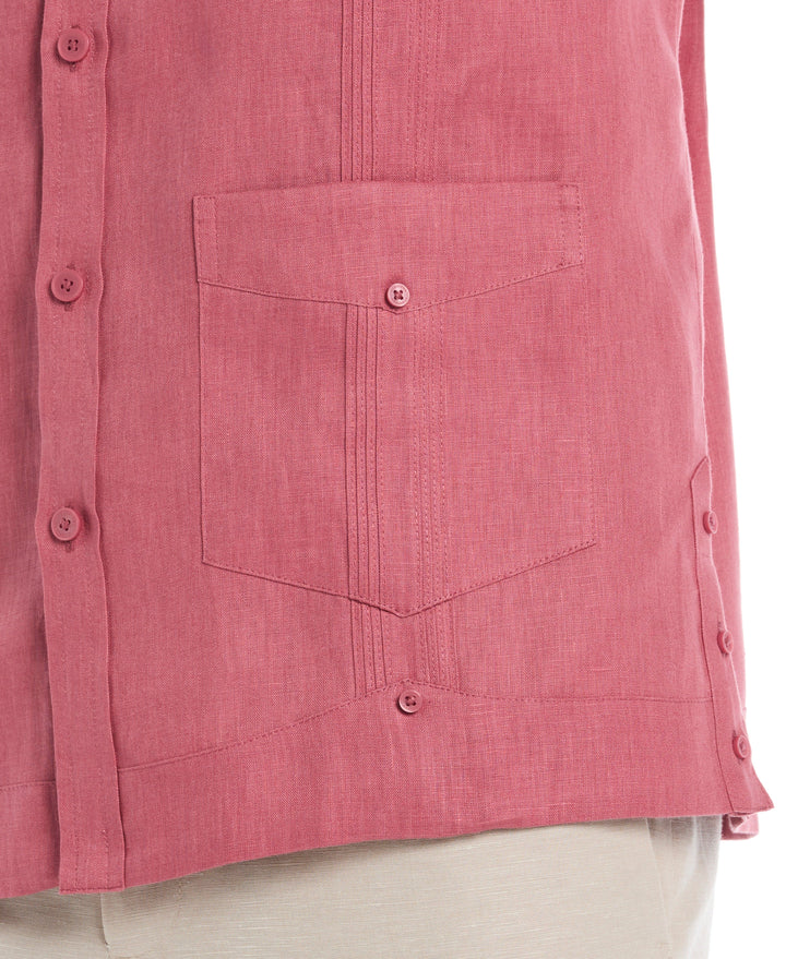 Big & Tall Linen Guayabera Shirt (Mauvewood) 