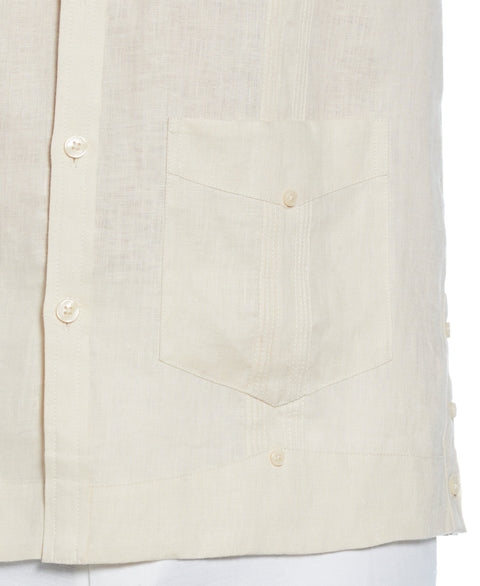 100% Linen Classic Guayabera Shirt - Long Sleeve (Whitecap Gray) 