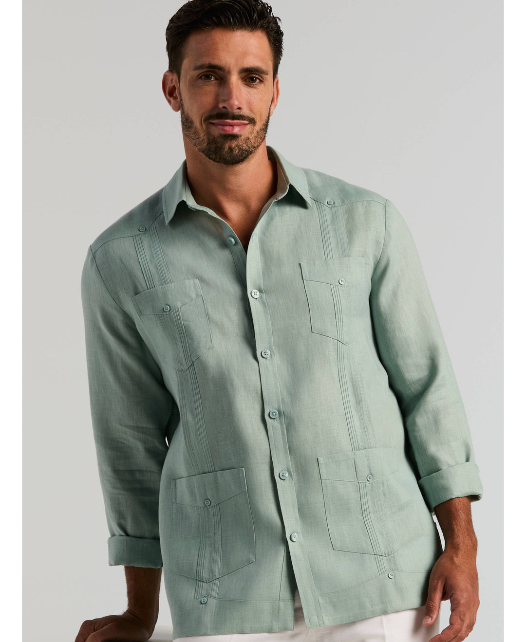 100% Linen Classic Guayabera Shirt - Long Sleeve-Guayaberas-Cubavera