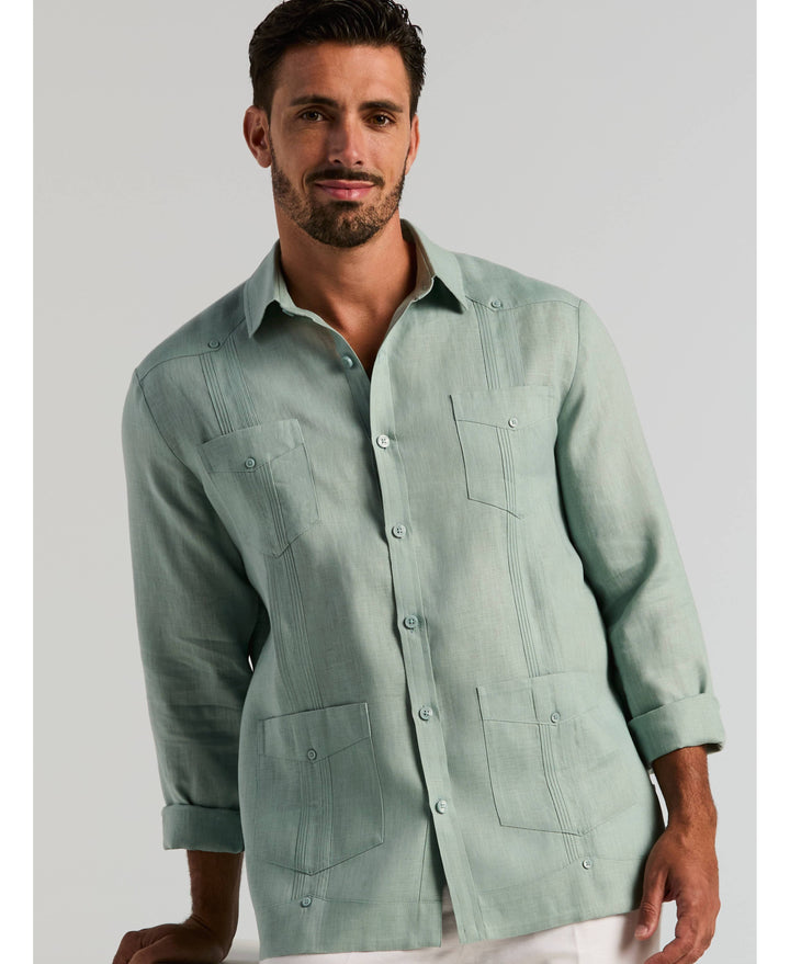 100% Linen Classic Guayabera Shirt - Long Sleeve-Guayaberas-Cubavera