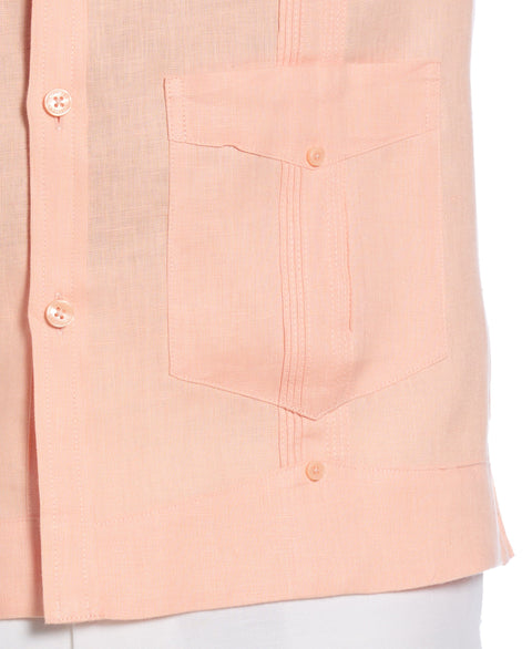 100% Linen Classic Guayabera Shirt - Long Sleeve (Peach Parfait) 
