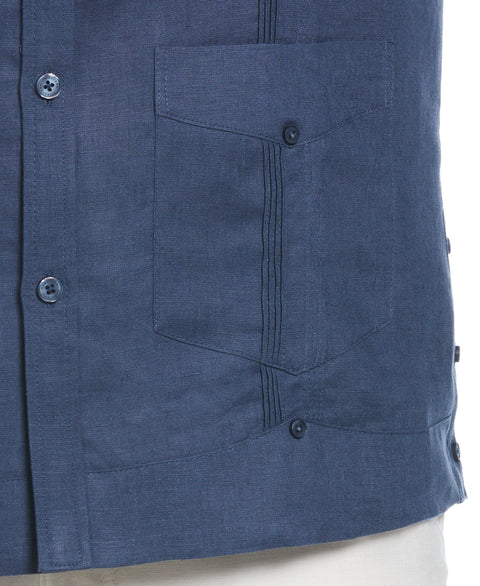100% Linen Long Sleeve 4 Pocket Guayabera (Ensign Blue) 