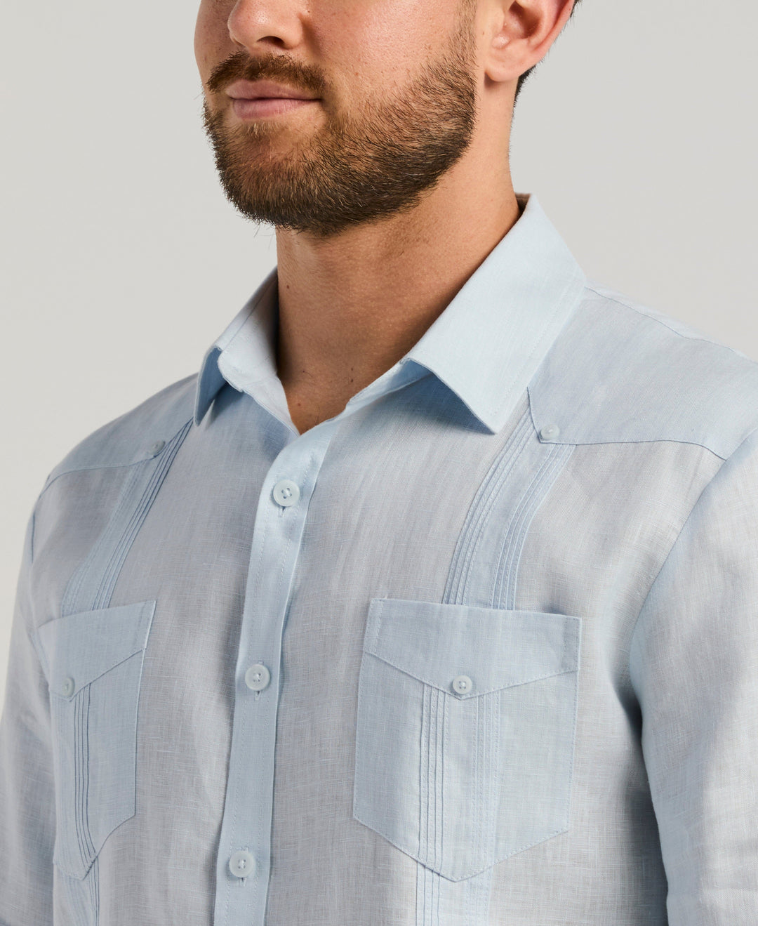 Linen Guayabera Shirt (Cashmere Blue) 