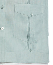 100% Linen Classic Guayabera Shirt - Long Sleeve (Blue Surf) 