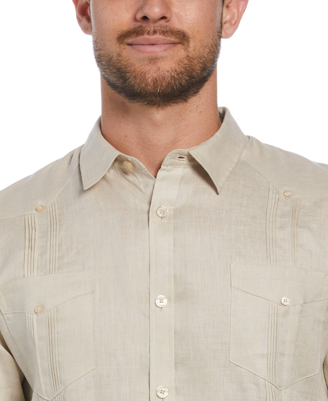 Big & Tall Linen Guayabera Shirt (Natural Linen) 