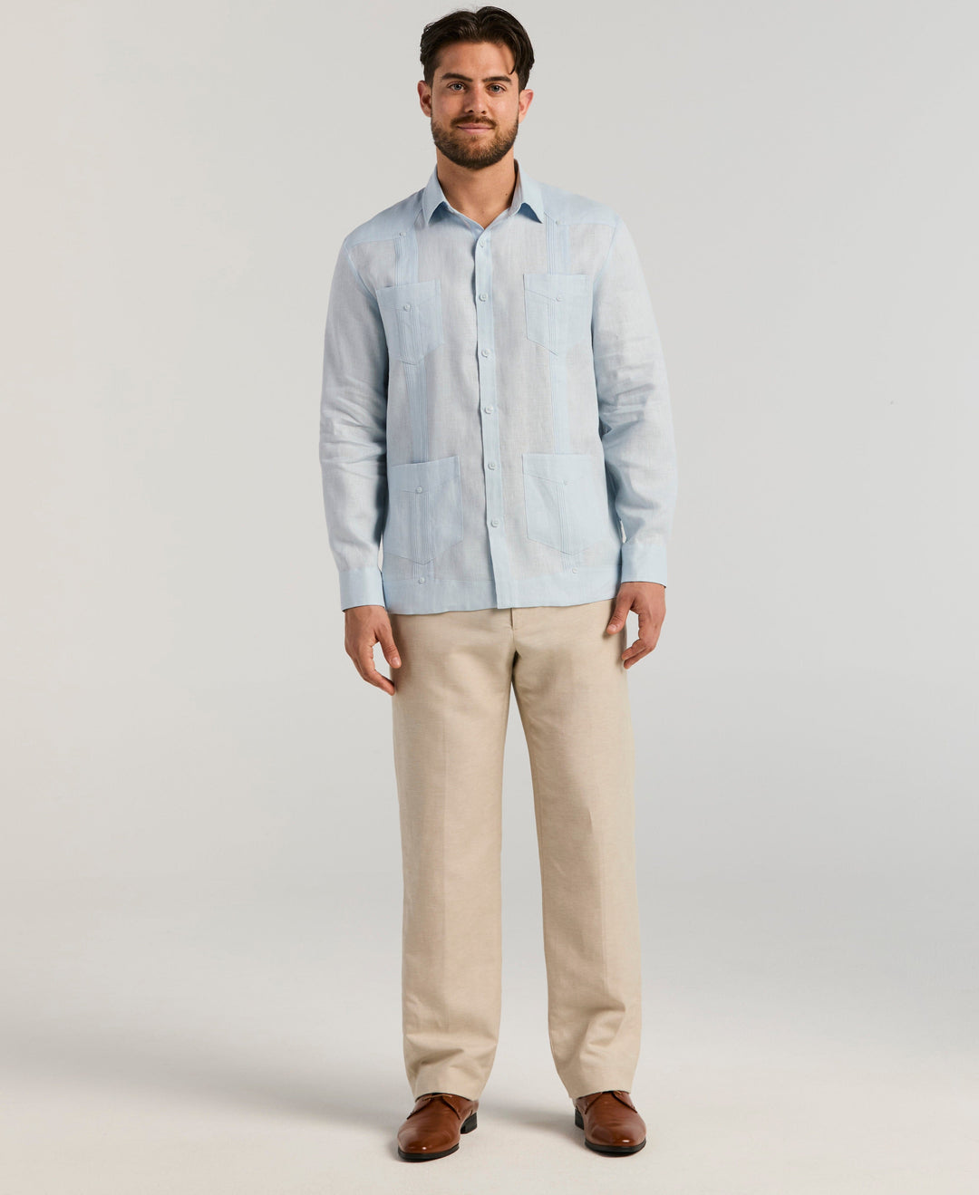 Linen Guayabera Shirt (Cashmere Blue) 