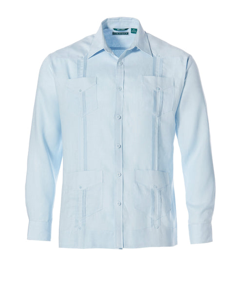 100% Linen Long Sleeve 4 Pocket Guayabera-Guayaberas-Cubavera