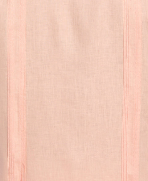 100% Linen Classic Guayabera Shirt - Long Sleeve (Peach Parfait) 