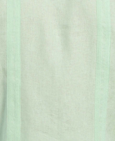 100% Linen Classic Guayabera Shirt - Long Sleeve (Pastel Green) 