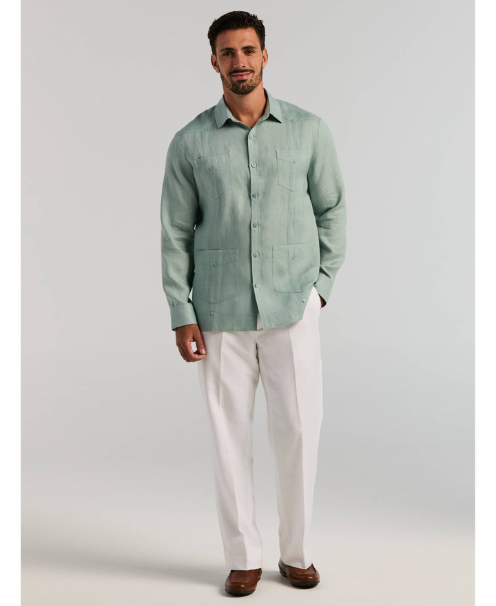 100% Linen Classic Guayabera Shirt - Long Sleeve-Guayaberas-Cubavera