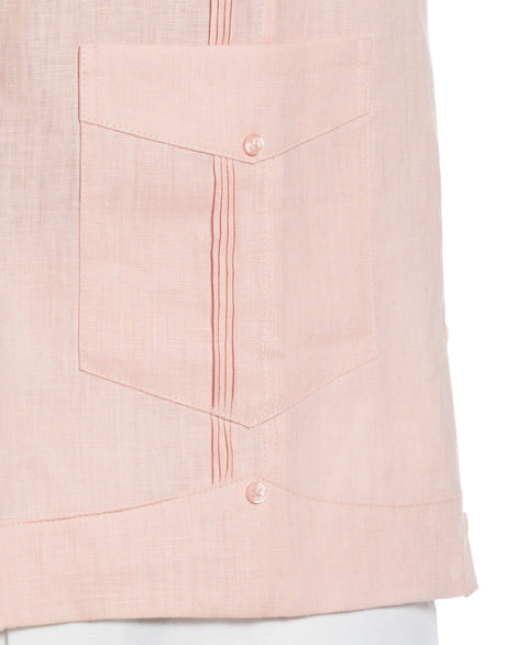 100% Linen Classic Guayabera Shirt - Long Sleeve (Silver Pink) 