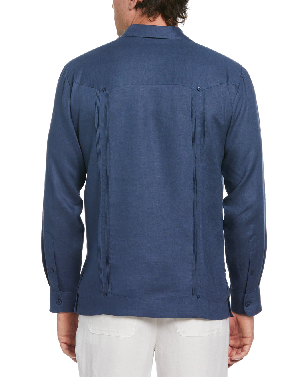 Big & Tall Linen Guayabera Shirt (Ensign Blue) 
