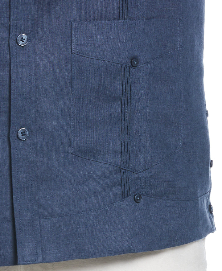 Big & Tall Linen Guayabera Shirt (Ensign Blue) 